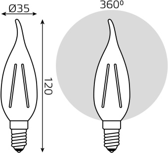 Лампа светодиодная Gauss Filament 7Вт цок.:E14 свеча 220B 2700K св.свеч.бел.теп. CF35 (упак.:1шт) (104801107) - купить недорого с доставкой в интернет-магазине