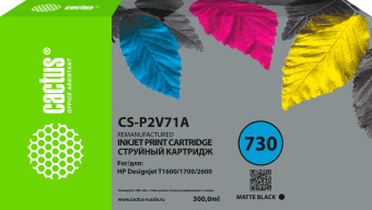 Картридж струйный Cactus CS-P2V71A №730 черный матовый (300мл) для HP Designjet T1600/1700/2600 - купить недорого с доставкой в интернет-магазине