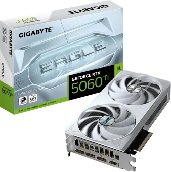 Видеокарта Gigabyte PCI-E 5.0 GV-N506TEAGLEOC ICE-16GD 1.0 NVIDIA GeForce RTX 5060TI 16Gb 128bit GDDR7 2617/28000 HDMIx1 DPx3 HDCP Ret - купить недорого с доставкой в интернет-магазине