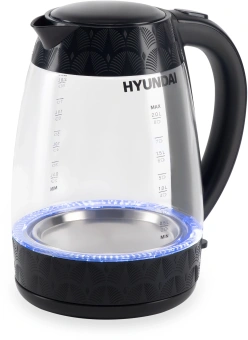 Чайник электрический Hyundai HYK-G4505 2л. 2200Вт черный корпус: стекло/пластик - купить недорого с доставкой в интернет-магазине