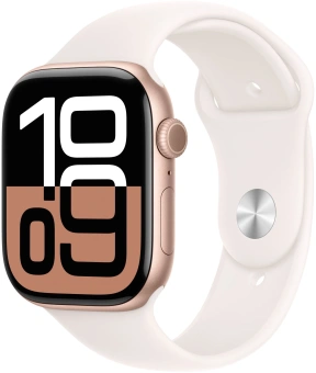 Смарт-часы Apple Watch Series 10 A2999 46мм 2.1" OLED корп.розовое золото Sport Band рем.белый разм.брасл.:160-210мм (MWWU3LW/A) - купить недорого с доставкой в интернет-магазине