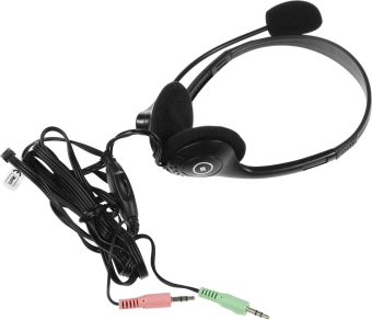 Наушники с микрофоном Defender Aura 102 черный 1.8м накладные оголовье (63102) - купить недорого с доставкой в интернет-магазине