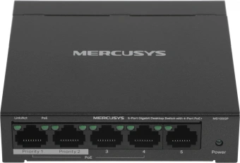 Коммутатор Mercusys MS105GP (L2) 5x1Гбит/с 4PoE+ 65W неуправляемый - купить недорого с доставкой в интернет-магазине