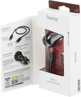 Автомобильное зар./устр. Hama H-183327 18W 3A (PD+QC) USB Type-C универсальное черный (00183327) - купить недорого с доставкой в интернет-магазине