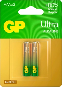 Батарея GP Ultra Alkaline 24AUA21-2CRSBC2 AAA (2шт) - купить недорого с доставкой в интернет-магазине