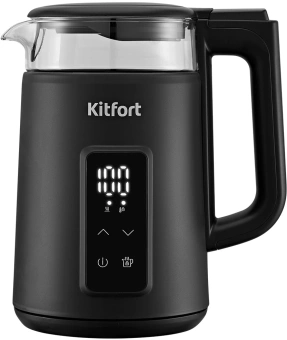Чайник электрический Kitfort КТ-6714 1.7л. 2200Вт черный корпус: стекло/металл/пластик - купить недорого с доставкой в интернет-магазине