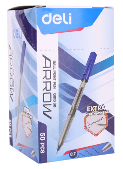 Ручка шариков. Deli EQ01030 прозрачный d=0.7мм син. черн. уп.пласт. сменный стержень синий - купить недорого с доставкой в интернет-магазине