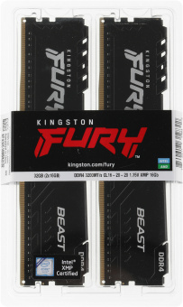 Память DDR4 2x16Gb 3200MHz Kingston KF432C16BBK2/32 Fury Beast Black RTL Gaming PC4-25600 CL16 DIMM 288-pin 1.35В single rank - купить недорого с доставкой в интернет-магазине