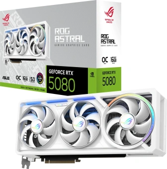 Видеокарта Asus PCI-E 5.0 ROG-ASTRAL-RTX5080-O16G-WHITE NVIDIA GeForce RTX 5080 16Gb 256bit GDDR7 2760/30000 HDMIx2 DPx3 HDCP Ret - купить недорого с доставкой в интернет-магазине