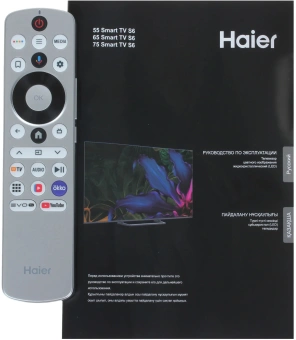 Телевизор QLED Haier 65" Smart TV S6 Frameless серый 4K Ultra HD 144Hz MEMC DVB-T DVB-T2 DVB-C DVB-S DVB-S2 USB WiFi Smart TV - купить недорого с доставкой в интернет-магазине