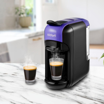 Кофемашина Kitfort КТ-7105-1 1450Вт черный/фиолетовый - цена, купить или заказать с доставкой в интернет-магазине Кофемашина Kitfort КТ-7105-1 1450Вт черный/фиолетовый - купить недорого с доставкой в интернет-магазине