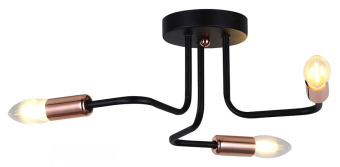 Люстра Hiper Palma H124-3 потолоч. 3000K черный/золотистый - купить недорого с доставкой в интернет-магазине