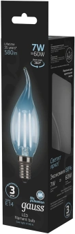 Лампа филам. Gauss Filament 7Вт цок.:E14 свеча 220B св.свеч.бел.нейт. CF35 (упак.:10шт) (104801207) - купить недорого с доставкой в интернет-магазине