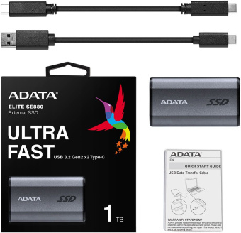 Накопитель SSD A-Data USB-C 1TB AELI-SE880-1TCGY SE880 2.5" серый - купить недорого с доставкой в интернет-магазине