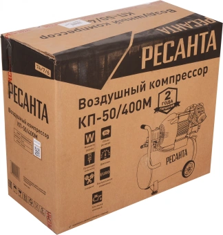 Компрессор поршневой Ресанта КП-50/400М масляный 400л/мин 50л 2500Вт красный/черный - купить недорого с доставкой в интернет-магазине