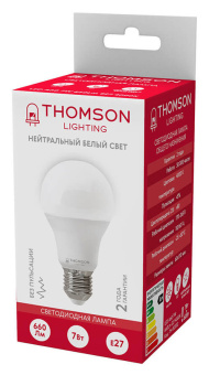 Лампа светодиодная Thomson B2002 7Вт цок.:E27 груша 220B 4000K св.свеч.бел.нейт. A (упак.:1шт) (TH-B2002) - купить недорого с доставкой в интернет-магазине