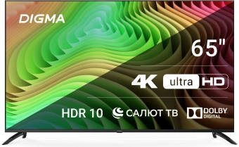 Телевизор LED Digma 65" DM-LED65UBB40 Салют ТВ Frameless Metal черный/черный 4K Ultra HD 60Hz DVB-T DVB-T2 DVB-C DVB-S DVB-S2 USB WiFi Smart TV - купить недорого с доставкой в интернет-магазине