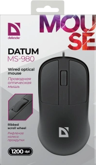 Мышь Defender Datum MS-980 черный оптическая 1200dpi USB для ноутбука 2but (52981) - купить недорого с доставкой в интернет-магазине