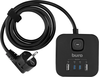 Сетевой удлинитель Buro BU-PC3.1UС-Plus-B 1.5м (3 розетки) черный (коробка) - купить недорого с доставкой в интернет-магазине