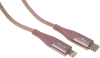 Кабель Solove DW5 DW5 PINK RUS USB Type-C (m)-Lightning (m) 1м розовый - купить недорого с доставкой в интернет-магазине