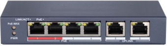 Коммутатор HiWatch DS-S604P 6x100Мбит/с 4PoE+ 35W неуправляемый - купить недорого с доставкой в интернет-магазине