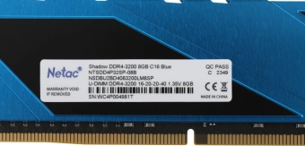 Память DDR4 8GB 3200MHz Netac NTSDD4P32SP-08B Shadow RTL Gaming PC4-25600 CL16 DIMM 288-pin 1.35В с радиатором Ret - купить недорого с доставкой в интернет-магазине