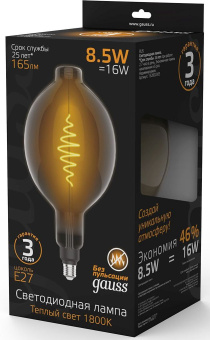 Лампа филам. Gauss Filament Vintage 8.5Вт цок.:E27 шар 220B св.свеч.бел.теп. (упак.:1шт) (152802005) - купить недорого с доставкой в интернет-магазине