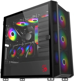 Корпус Bloody BD-CC119 черный без БП ATX 7x120mm 2xUSB3.0 audio bott PSU - купить недорого с доставкой в интернет-магазине