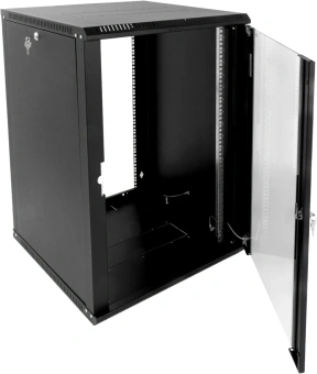 Шкаф коммутационный ЦМО (ШРН-Э-18.350-9005) настенный 18U 600x350мм пер.дв.стекл 85кг черный 300мм 22.14кг 180град. 878мм - купить недорого с доставкой в интернет-магазине