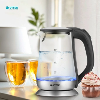 Чайник электрический Vitek VT-7036 1.7л. 2200Вт прозрачный корпус: стекло - купить недорого с доставкой в интернет-магазине
