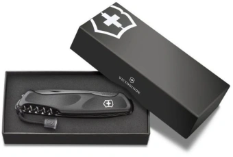 Нож перочинный Victorinox RangerGrip Onyx (0.9563.C31P) 130мм 12функц. черный подар.коробка в комплекте: шнурок - купить недорого с доставкой в интернет-магазине