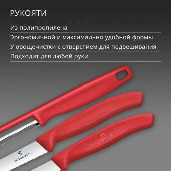 Набор ножей кухон. Victorinox Swiss Classic 6.7111.33C1 для овощей компл.:3предм. овощеч. красный европодвес - купить недорого с доставкой в интернет-магазине