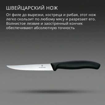 Нож кухонный Victorinox Swiss Classic 6.7233 стальной универсальный для стейка/пиццы лезв.110мм серрейт. заточка черный - купить недорого с доставкой в интернет-магазине