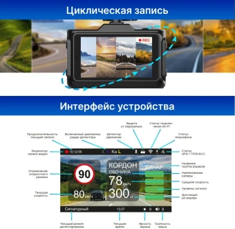 Видеорегистратор с радар-детектором TrendVision Combo F10 1080p 170гр. GPS MSTAR 8336 - купить недорого с доставкой в интернет-магазине