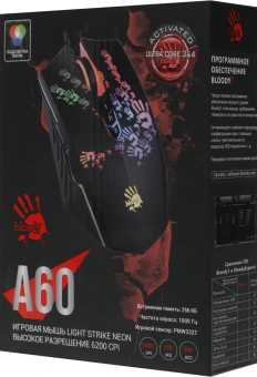 Мышь A4Tech Bloody A60A черный оптическая 6200dpi USB 8but (A60 ACTIVATED) - купить недорого с доставкой в интернет-магазине
