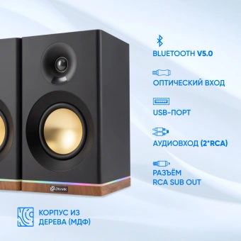 Колонки Оклик OK-605A 2.0 черный 60Вт BT - купить недорого с доставкой в интернет-магазине