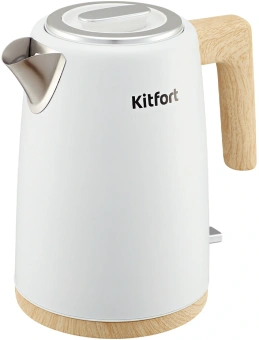 Чайник электрический Kitfort КТ-6794 1.7л. 2200Вт белый/дерево корпус: нерж.сталь/пластик - купить недорого с доставкой в интернет-магазине