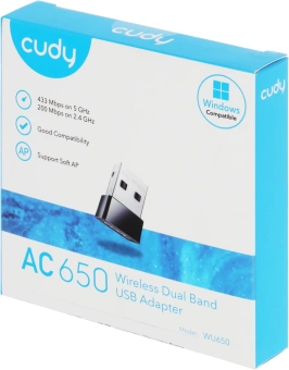 Сетевой адаптер Wi-Fi Cudy WU650 AC650 USB 2.0 (ант.внутр.) 1ант. - купить недорого с доставкой в интернет-магазине
