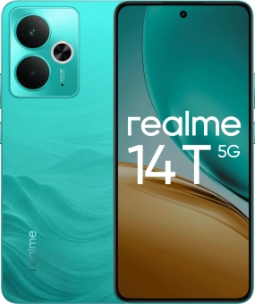 Смартфон Realme RMX5078 14T 5G 256Gb 12Gb зеленый моноблок 3G 4G 2Sim 6.67" 1080x2400 Android 15 50Mpix 802.11 a/b/g/n/ac NFC GPS GSM900/1800 GSM1900 Protect - купить недорого с доставкой в интернет-магазине