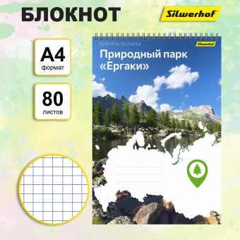 Блокнот Silwerhof КООРДИНАТЫ РОССИИ A4 обложка картон 80л клетка гребень Природный парк Ергаки - купить недорого с доставкой в интернет-магазине