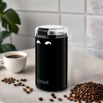 Кофемолка Kitfort КТ-7116 200Вт сист.помол.:ротац.нож вместим.:40гр черный - купить недорого с доставкой в интернет-магазине