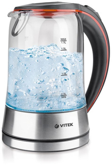 Чайник электрический Vitek VT-7005 1.7л. 2200Вт серебристый корпус: стекло/металл - купить недорого с доставкой в интернет-магазине