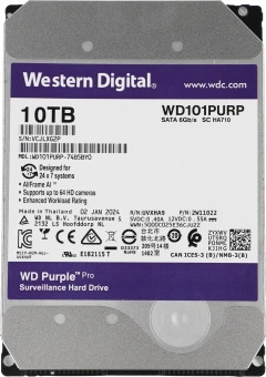 Жесткий диск WD SATA-III 10TB WD101PURP Surveillance Purple Pro (7200rpm) 256Mb 3.5" - купить недорого с доставкой в интернет-магазине