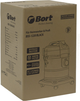 Строительный пылесос Bort BSS-1220 1200Вт (уборка: сухая/влажная) черный - купить недорого с доставкой в интернет-магазине