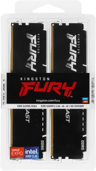 Память DDR5 2x32GB 5200MHz Kingston KF552C40BB2K2-64 Fury Beast Black Expo RTL Gaming PC5-41600 CL40 DIMM 288-pin 1.25В dual rank с радиатором Ret - купить недорого с доставкой в интернет-магазине