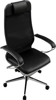 Кресло Метта ErgoLife Comfort черный сиденье черный сетка с подголов. крестов. металл хром - купить недорого с доставкой в интернет-магазине