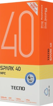 Смартфон Tecno Spark 40 256Gb 8Gb черный моноблок 3G 4G 2Sim 6.67" 720x1600 Android 15 50Mpix 802.11 a/b/g/n/ac/ax NFC GPS GSM900/1800 GSM1900 Protect FM microSD max1024Gb - купить недорого с доставкой в интернет-магазине