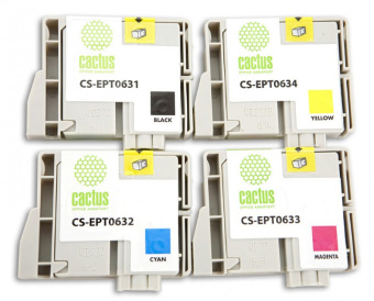 Картридж струйный Cactus CS-EPT0635 T0635 черный/голубой/пурпурный/желтый набор (40мл) для Epson Stylus C67/C87/CX3700/CX4100/CX4700 с чипом - купить недорого с доставкой в интернет-магазине