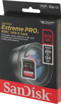 Флеш карта SDXC 512GB Sandisk SDSDXEP-512G-GN4IN Extreme Pro - купить недорого с доставкой в интернет-магазине
