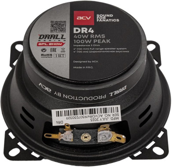 Колонки автомобильные ACV Drall DR4 (без решетки) 100Вт 94дБ 3Ом 10см (4дюйм) (ком.:2кол.) широкополосные однополосные - купить недорого с доставкой в интернет-магазине
